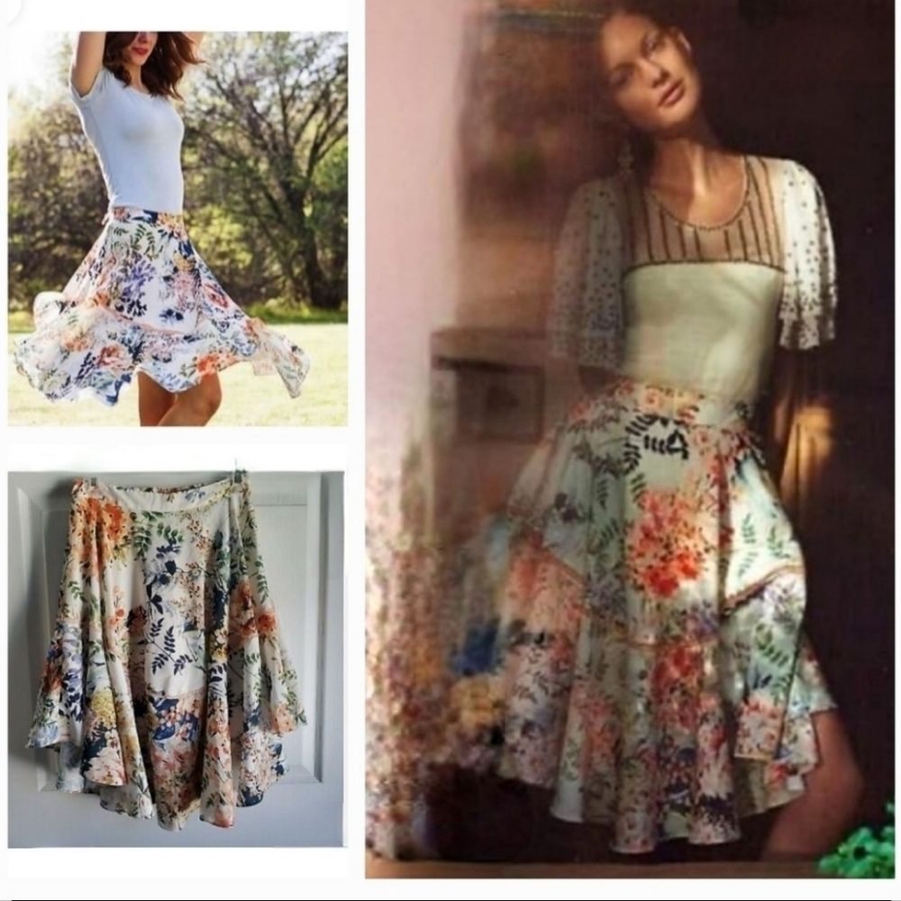 ANTHROPOLOGIE - floral midi skirt - Picture 4 of 8